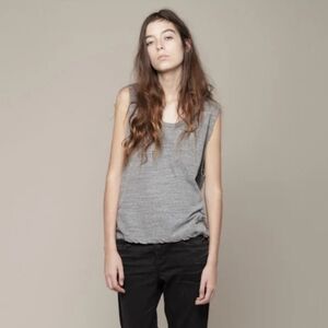 R13 Solid Grey Twisted Hem Muscle Cotton Tunic Tank Top